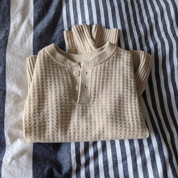 Everlane Belgian Waffle Recashmere Henley in Canvas XXS NWOT - Picture 10 of 14